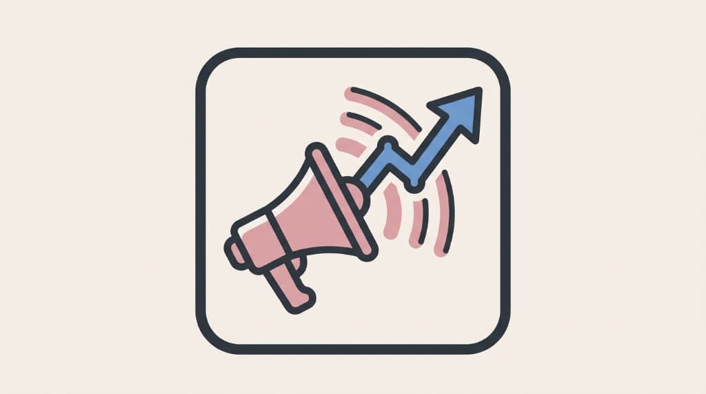 Flat icon — megaphone with growth arrow for paid ads that convert